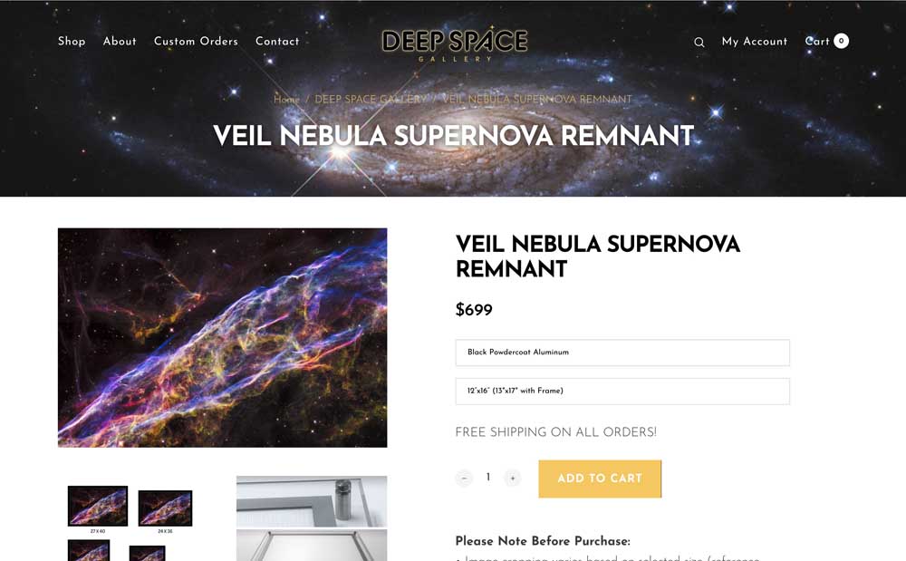 Deep Space Gallery Product Page